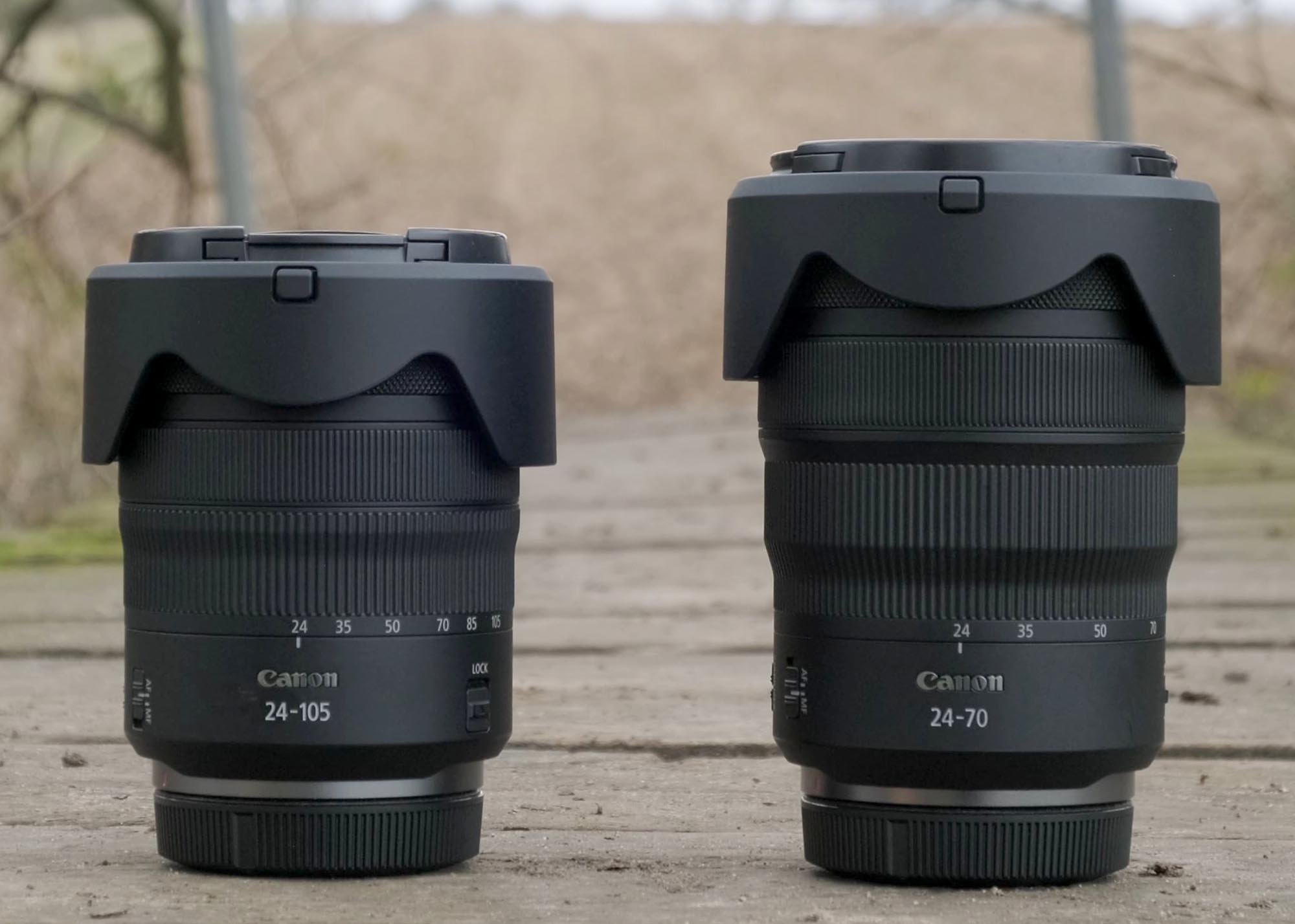 Canon RF 24-70 vs 24-105 lenses size comparison